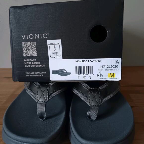 Vionic High Tide Pewter Patent Leather Platform Sandal Women's Size 8.5 M - Picture 10 of 11